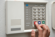 Burglar alarm keypad close-up