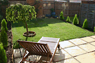 Garden cut backto reveal the wooden deck