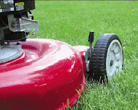 A red lawn mower