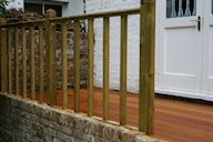 Stained, ribbed, softwood decking